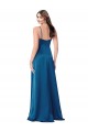 Outlet Azul Verde pavo real línea A Tirantes espagueti Satén sedoso Largo Formales Vestidos de dama de honor / Vestidos de fiesta