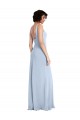 Outlet Azul cielo claro Cubierta Cuadrado Crepé Elástico Largo Vestidos de dama de honor / Vestidos de fiesta