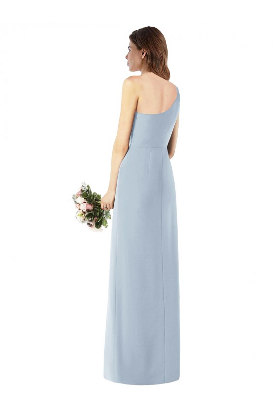 Outlet Azul cielo claro Trompeta Un Hombre Crepé Elástico Largo Vestidos de dama de honor / Vestidos de fiesta