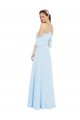 Outlet Azul cielo claro línea A Halter Gasa Largo Vestidos de dama de honor