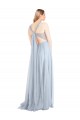Outlet Azul cielo claro línea A Tirantes espagueti Tul Largo Vestidos de dama de honor