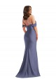 Outlet Azul francés Sirena Hombros Descubiertos Satén sedoso Largo Formales Vestidos de dama de honor / Vestidos de fiesta