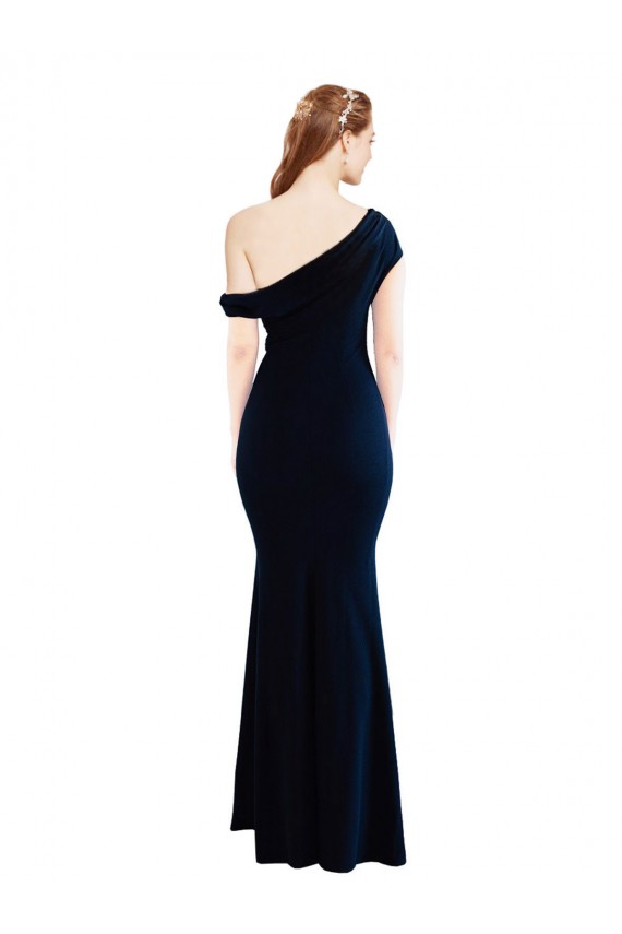 Outlet Azul marina oscuro Sirena Un Hombre Crepé Elástico Largo Formales Vestidos de dama de honor / Vestidos de fiesta