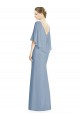 Outlet Azul polvoriento Trompeta Cuello en V Gasa Largo Vestidos de dama de honor