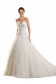Outlet Blanco Cuello de Corazón Cola capilla Tul Encaje Vestidos de novia