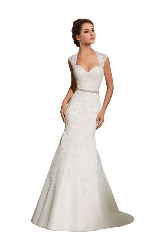 Outlet Blanco Sirena Cuello de Corazón Cola capilla Tul Encaje Vestidos de novia