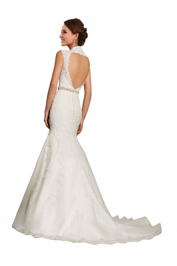 Outlet Blanco Sirena Cuello de Corazón Cola capilla Tul Encaje Vestidos de novia