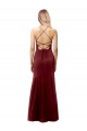 Outlet Borgoña oscuro Sirena Halter Cuello Alto Crepé Elástico Largo Formales Vestidos de dama de honor / Vestidos de fiesta