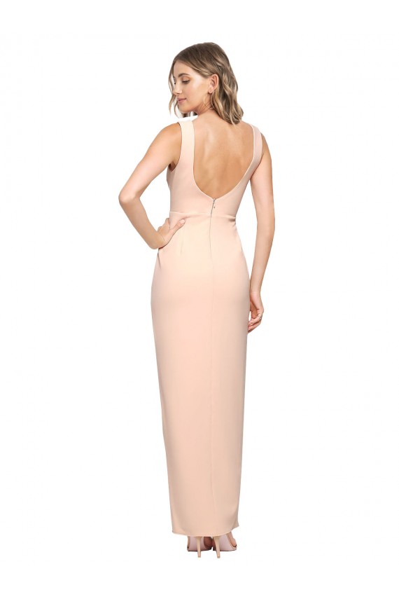 Outlet Cubierta Cuadrado Crepé Elástico Largo Formales Vestidos de dama de honor / Vestidos de fiesta