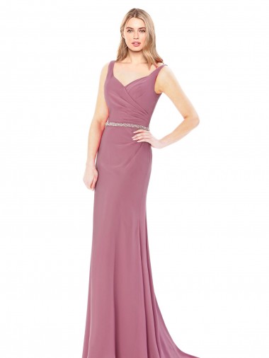 Outlet Cubierta Cuello Alto Gasa Largo Vestidos de dama de honor / Vestidos de fiesta