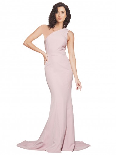 Outlet Cubierta Un Hombre Barrer tren Crepé Elástico Largo Vestidos de dama de honor / Vestidos de fiesta