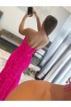 Outlet Fucsia Cubierta Sin tirantes Barrer tren Lentejuelas Terciopelo Largo Vestidos de fiesta