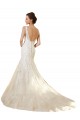 Outlet Marfil & Champán Sirena Cuello en V Cola capilla Tul Encaje Vestidos de novia