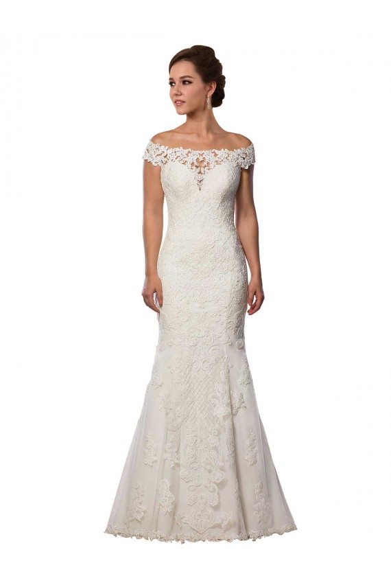 Outlet Marfil Sirena Hombros Descubiertos Cola capilla Encaje Boho Vestidos de novia
