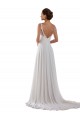 Outlet Marfil línea A Cuello de Corazón Cola capilla Gasa Clásico Boho Vestidos de novia