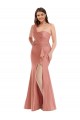 Outlet Melocotón de Georgia Sirena Un Hombre Satén sedoso Largo Formales Vestidos de dama de honor / Vestidos de fiesta