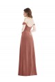 Outlet Rosa Canela línea A Hombros Descubiertos Terciopelo Elástico Largo Vestidos de dama de honor / Vestidos de fiesta