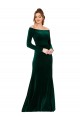 Outlet Verde oscuro Cubierta Hombros Descubiertos Terciopelo Elástico Largo Formales Vestidos de dama de honor / Vestidos de fiesta