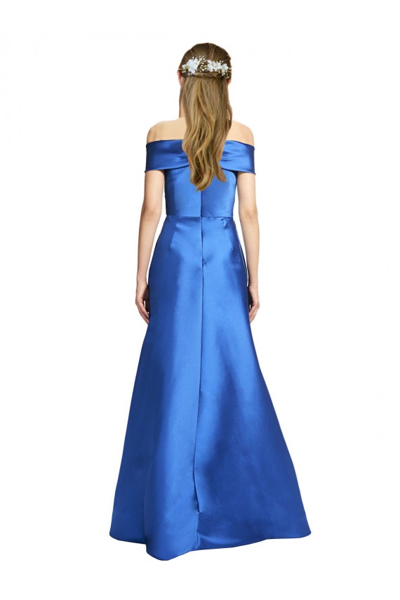 Outlet línea A Hombros Descubiertos Satén Largo Formales Vestidos de dama de honor / Vestidos de fiesta