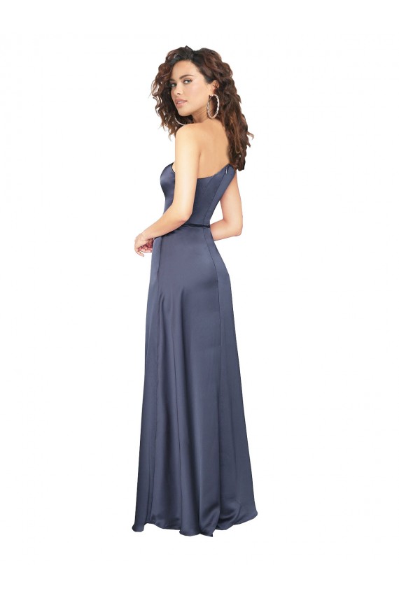 Outlet línea A Un Hombre Satén sedoso Largo Formales Vestidos de dama de honor / Vestidos de fiesta